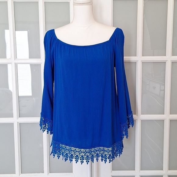 Socialite Tops - Socialite Off The Shoulder Boho Blouse